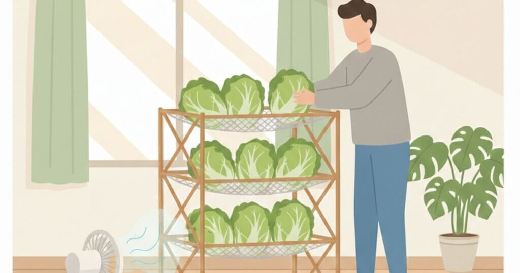 白菜 室内 干す